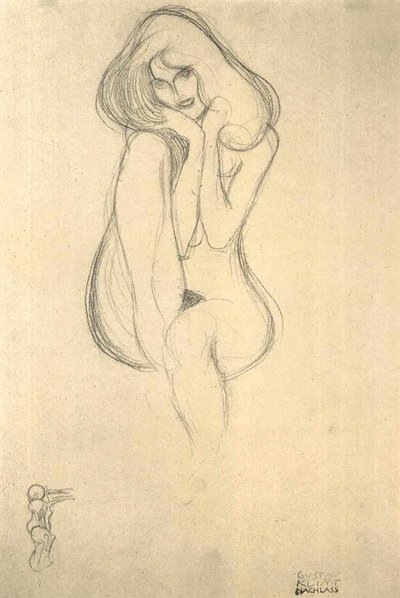 Seated Female Nude from the Front by Gustav Klimt